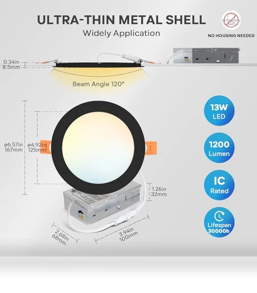 6 Inch LED Recessed Ceiling Light — Close To Ceiling, LVWIT