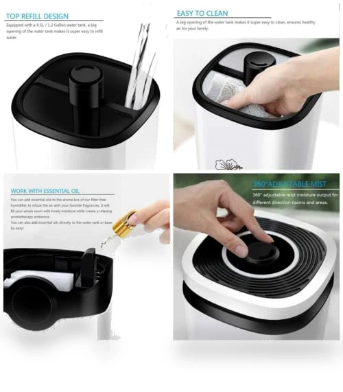 Cool Mist Humidifier with Essential Oil Diffuser — Air Moisturizers, Alydon