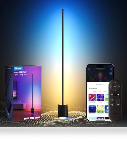 RGBICWW LED Floor Lamp with Bluetooth Speaker and White Noise — Standing Lights, Govee