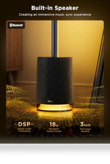 RGBICWW LED Floor Lamp with Bluetooth Speaker and White Noise — Standing Lights, Govee