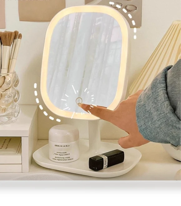 Rotating LED Cosmetic Mirror — Handheld, Moun