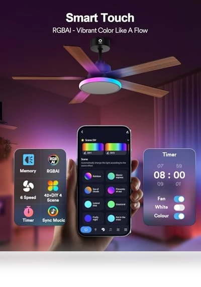 Smart Ceiling Fan with Lights — Ceiling Fan Wall Controls, Lumary