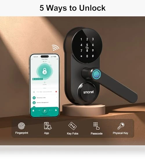 Smart WiFi Door Lock with Handle — Smart Home Security, SMONET