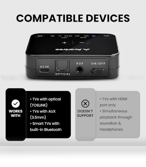 Dual Bluetooth Headphones & Transmitter for Wireless TV Watching — Wireless Headsets for Powersports, Avantree