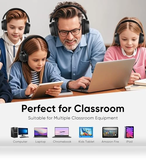 Kids Headphones 10-Pack for School Bulk Set — In-Ear Headphones, A+ Scholars