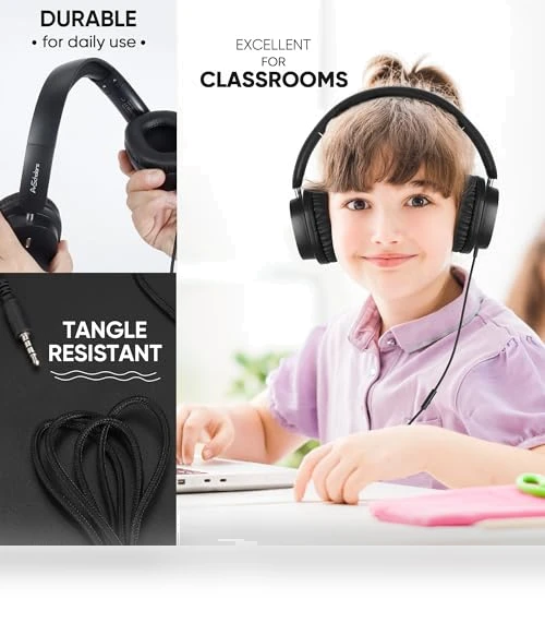 Kids Headphones 10-Pack for School Bulk Set — In-Ear Headphones, A+ Scholars