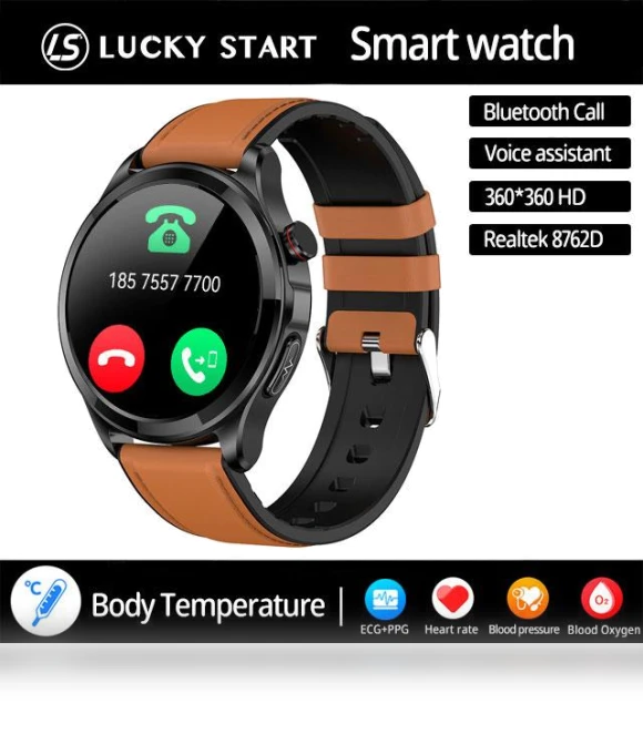 AMOLED Smart Watch with Body Temperature Monitoring — Smartwatches, Lucky Start