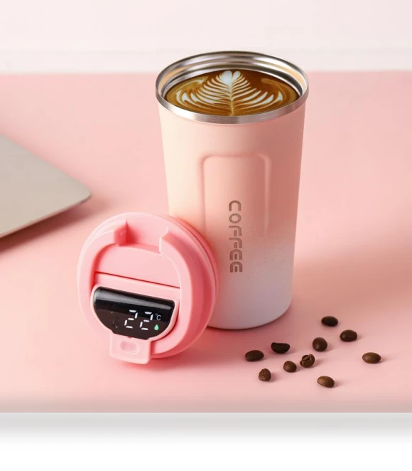 Gradient Color 304 Insulated Stainless Steel Smart Display Temperature Coffee Mug — Beverage Warmers, Factory Discount Outlet
