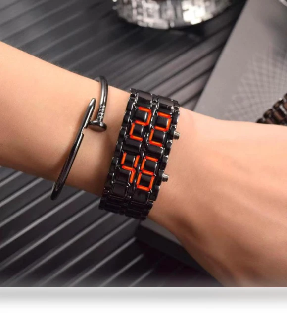 LED Watch with Steel Band — Timepieces, Lava