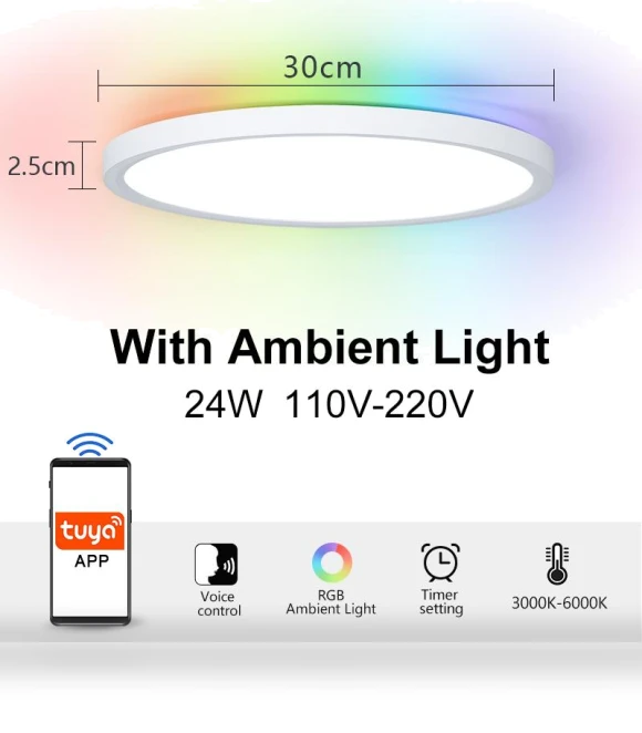 RGB Smart Ceiling Lamp — Overhead Lighting, Rainbow Rain