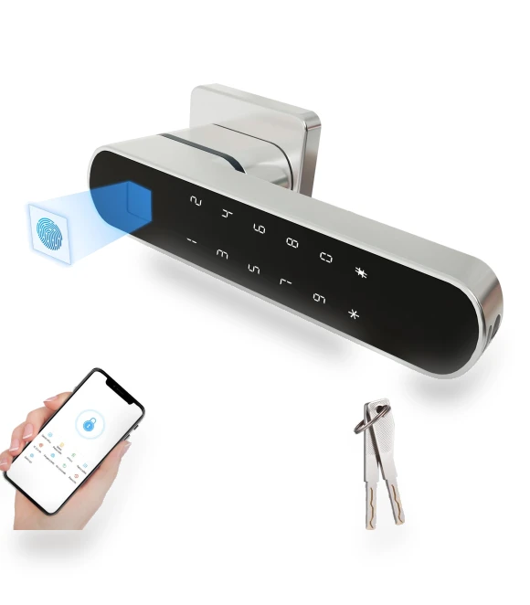 Smart Door Lock with Fingerprint and Handle — Locks, TOMTOP JMS