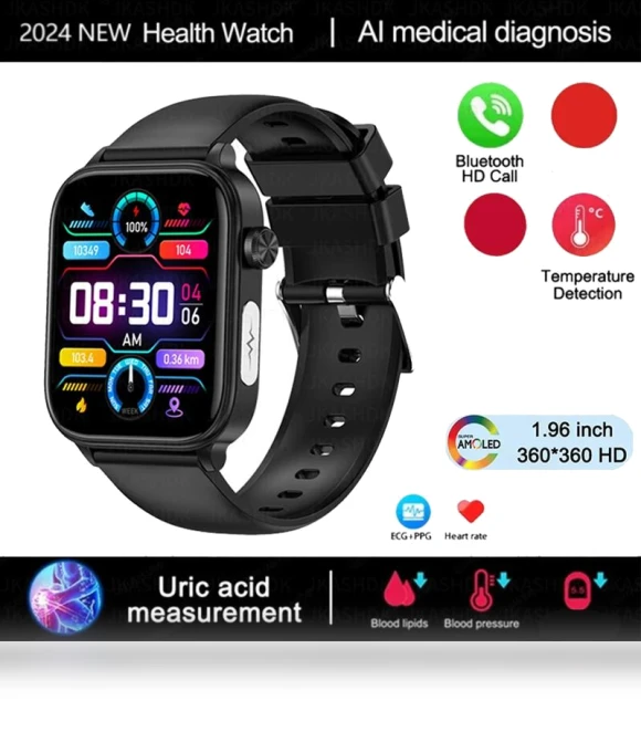 Smartwatch with ECG & PPG Non-Invasive Uric Acid Monitoring — Smartwatches, Zodvboz