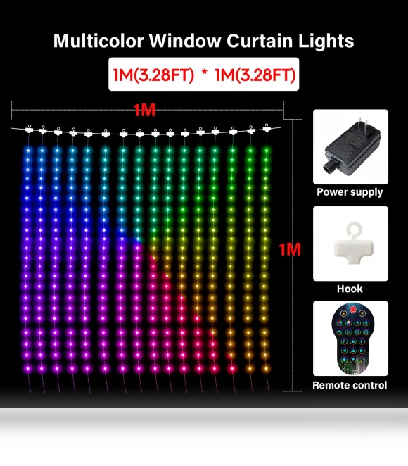 Smart RGB Window Curtain Fairy Lights — String Lights, Modern Home Furnishing
