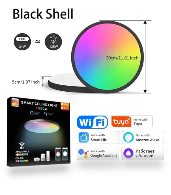 Smart WiFi BLE LED Ceiling Light — LED, Build My Home