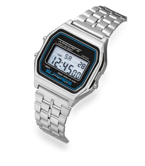 Electronic Watch with Steel Strap and Multicolor LEDs — Bands, AI Supermarket