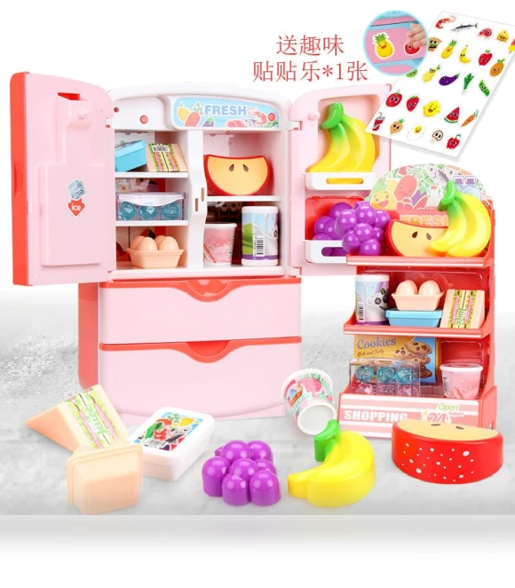 Toy Refrigerator with Double Door Touch Induction — Real-Food Appliances, Plastic Toys