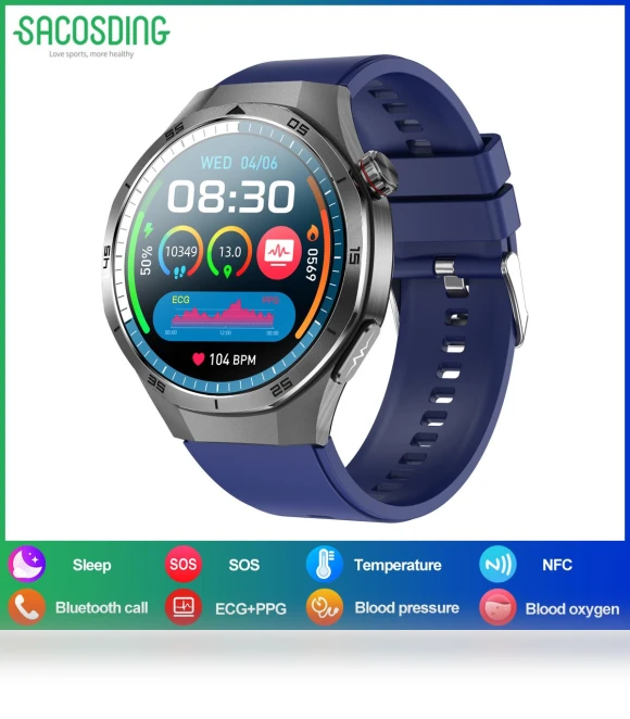 Smart Watch with ECG AMOLED Display — Smartwatches, SACOSDING