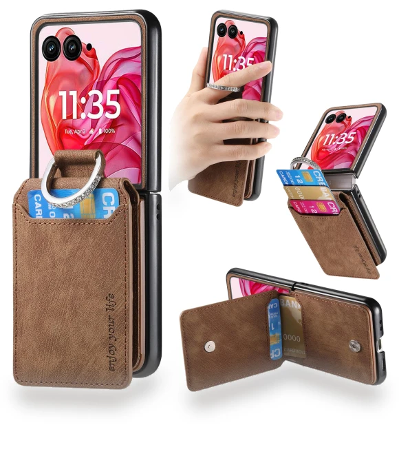 Card Holder Kickstand Retro Texture Leather Back Cover — Flip Cases, Smartwatch 2025
