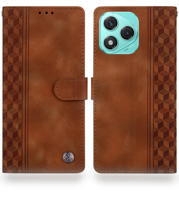 Leather Case Imprinted Checkered Pattern Wallet Stand Flip Phone Cover — Flip Cases, Smartwatch 2025