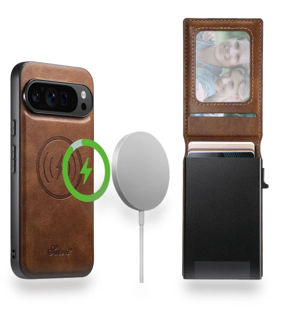 Magnetic Case Waxy Texture Card Slots Leather Back Phone Cover — Smartwatch Protectors, Smartwatch 2025