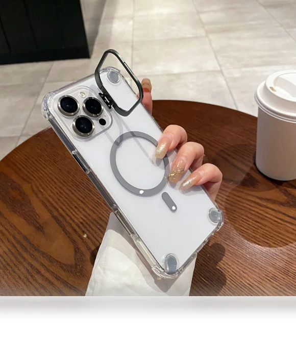 Magnetic Clear Case Shockproof Hybrid Phone Shell with Camera Lens Frame Kickstand — Phone Accessories, Smartwatch 2025
