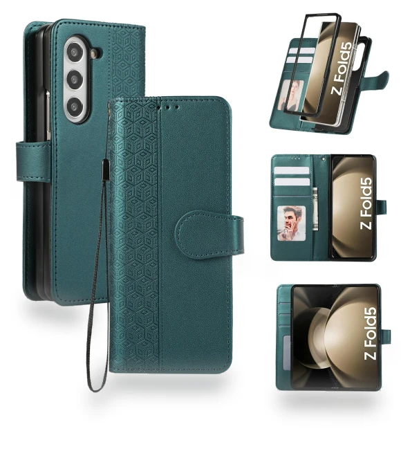 Splicing Imprinted Rhombus Leather Phone Cover with Wrist Strap — Phone Accessories, Smartwatch 2025