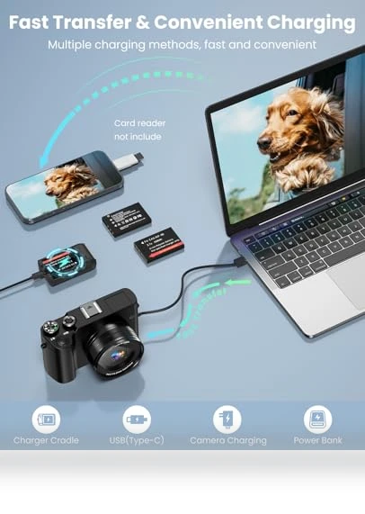4K Digital Camera with Dual-Lens for Photography and Video — Mirrorless Cameras, Aasonida