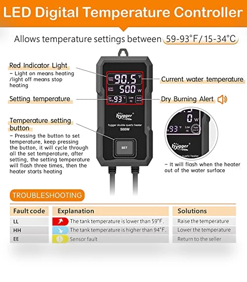 Aquarium Heater with Digital LED Controller — Heaters & Chillers, hygger