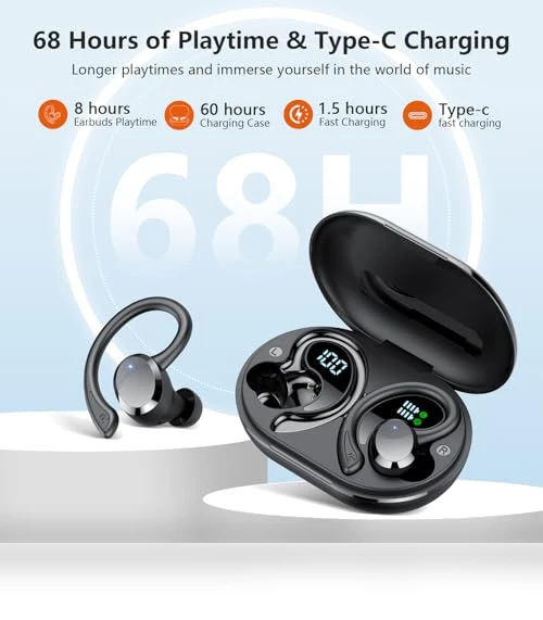 Bluetooth 5.4 Headphones Sport Earphones — In-Ear Headphones, SPRTOYBAT
