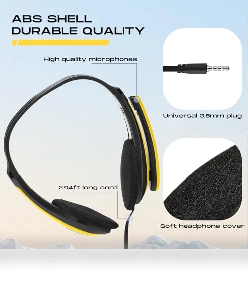 Classroom Headphones with Microphone — Over-Ear Headphones, Yunsailing