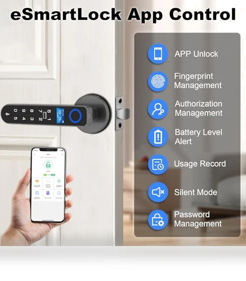 Fingerprint Handle Door Lock — Smart Home Security, eLinkSmart