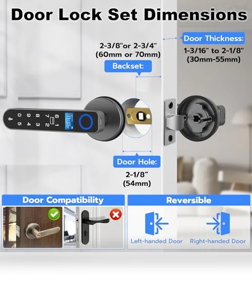 Fingerprint Handle Door Lock — Smart Home Security, eLinkSmart