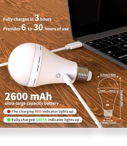 Rechargeable Light Bulb With Remote Control — LED, BOBOPAI