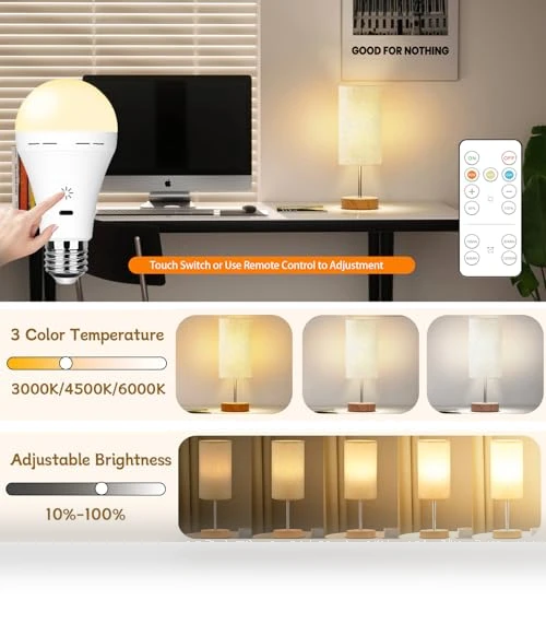 Rechargeable Light Bulb With Remote Control — LED, BOBOPAI