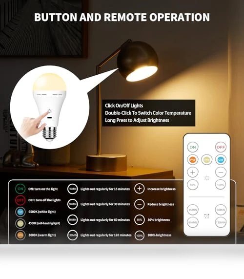 Rechargeable Light Bulb With Remote Control — LED, BOBOPAI