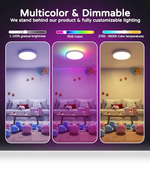 Smart Ceiling Light with Remote — Overhead Lighting, KYFGDLA