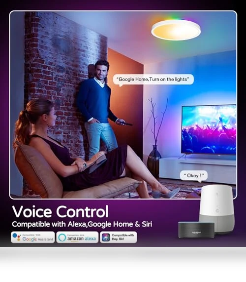 Smart Ceiling Light with Remote — Overhead Lighting, KYFGDLA