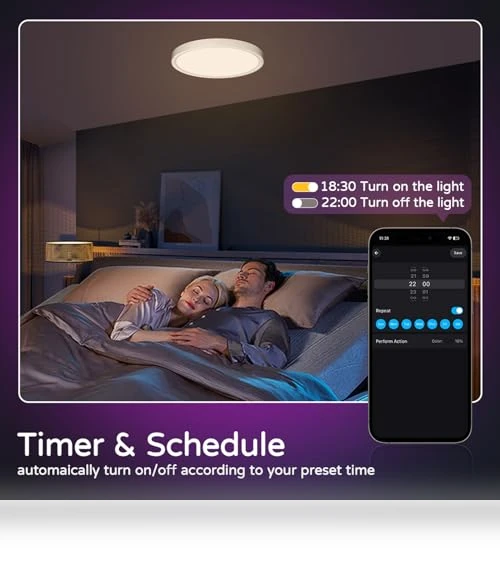 Smart Ceiling Light with Remote — Overhead Lighting, KYFGDLA