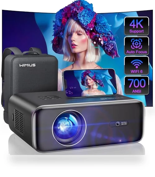 Smart Home Projector with WiFi 6 and Bluetooth 5.2 — Home Theater Projectors, WiMiUS