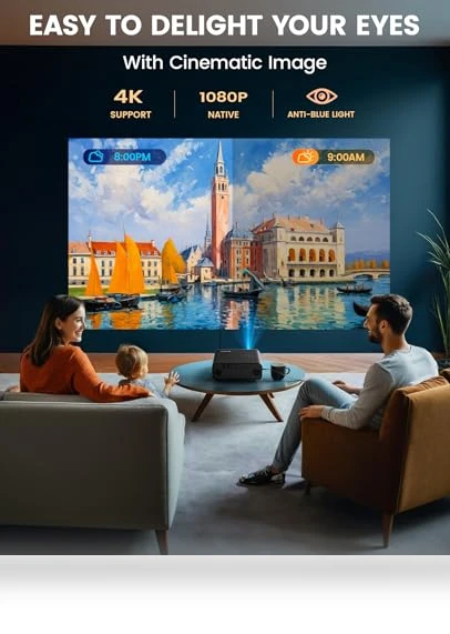 Smart Home Projector with WiFi 6 and Bluetooth 5.2 — Home Theater Projectors, WiMiUS