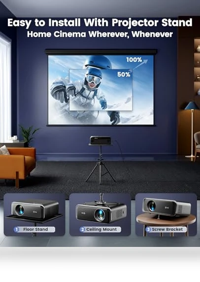 Smart Home Projector with WiFi 6 and Bluetooth 5.2 — Home Theater Projectors, WiMiUS