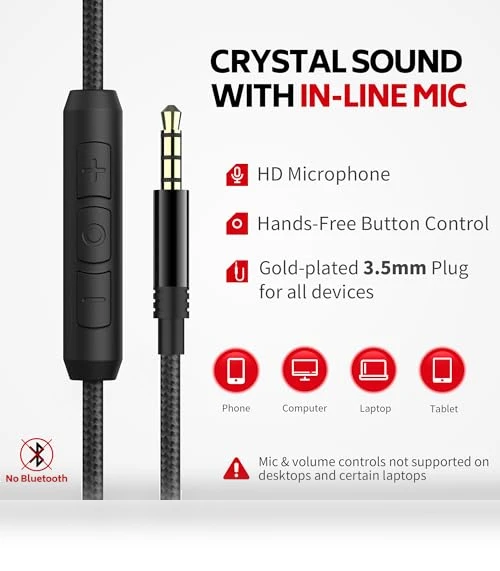 Wired Over Ear Headphones with Microphone — Over-Ear Headphones, COOSII
