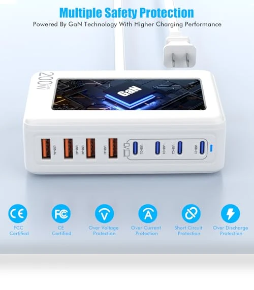 200W GaN 8 Port USB C Charging Station — Power Hubs, Shenzhen Xihuida Electronics Co., Ltd.