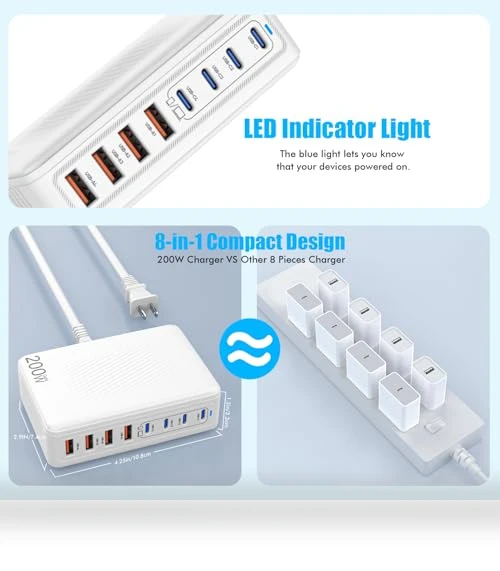 200W GaN 8 Port USB C Charging Station — Power Hubs, Shenzhen Xihuida Electronics Co., Ltd.
