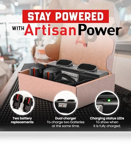 Double Charger and Two Replacement Batteries for Andis Clippers — Clippers, Artisan Power