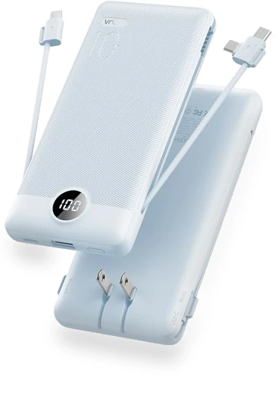 Portable Charger Built-in Cables and AC Wall Plug — Battery Charger Cases, VRURC