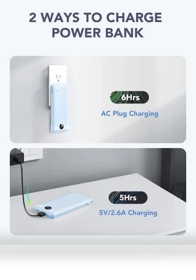 Portable Charger Built-in Cables and AC Wall Plug — Battery Charger Cases, VRURC