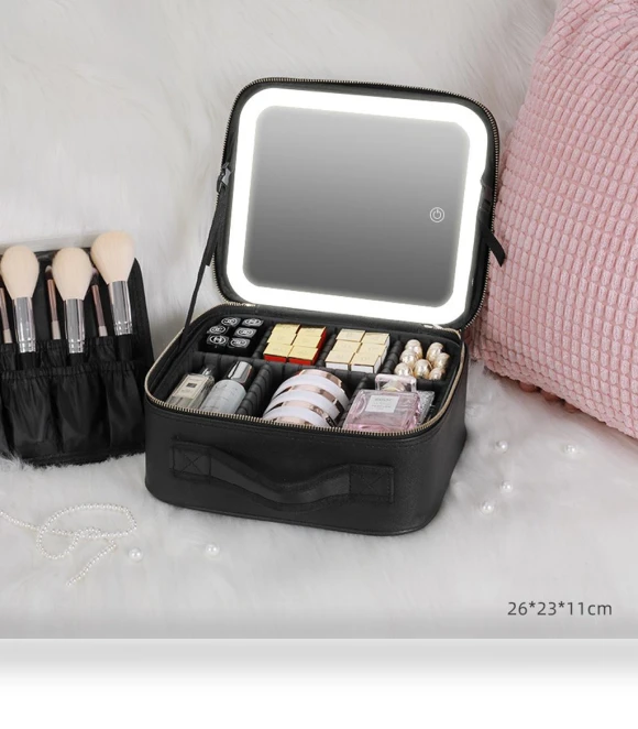 Smart LED Cosmetic Bag with Mirror — Cosmetic Cases, Beauty Care World