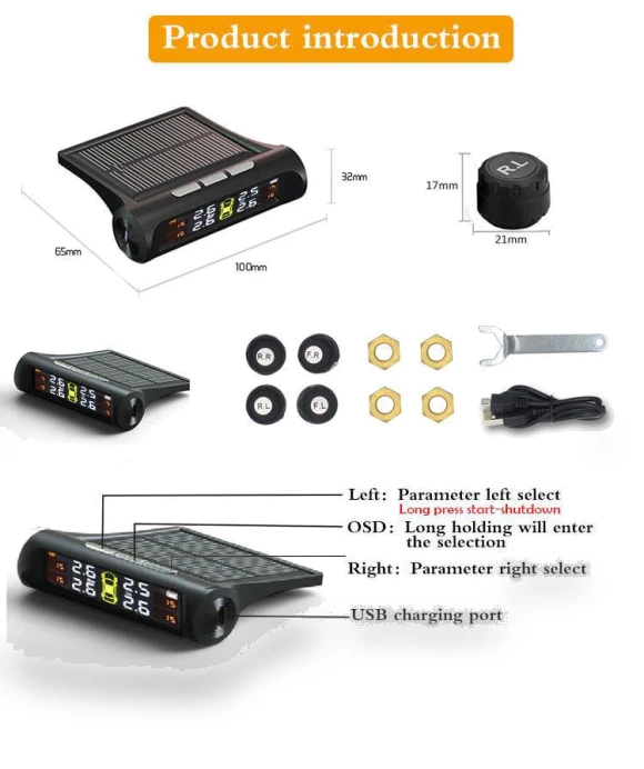 Solar Wireless Universal High-Precision Tire Pressure Monitor — TPMS Sensor Replacements, AI Supermarket