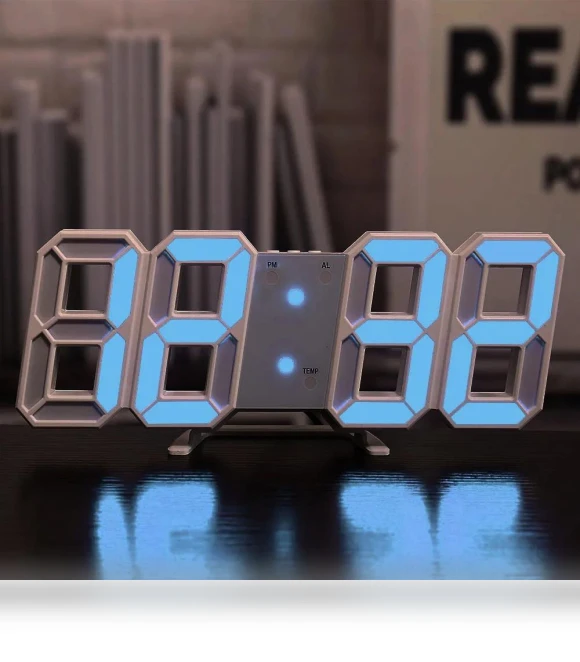3D Electronic Alarm Clock with Temperature Display — Clocks, Factory Discount Outlet
